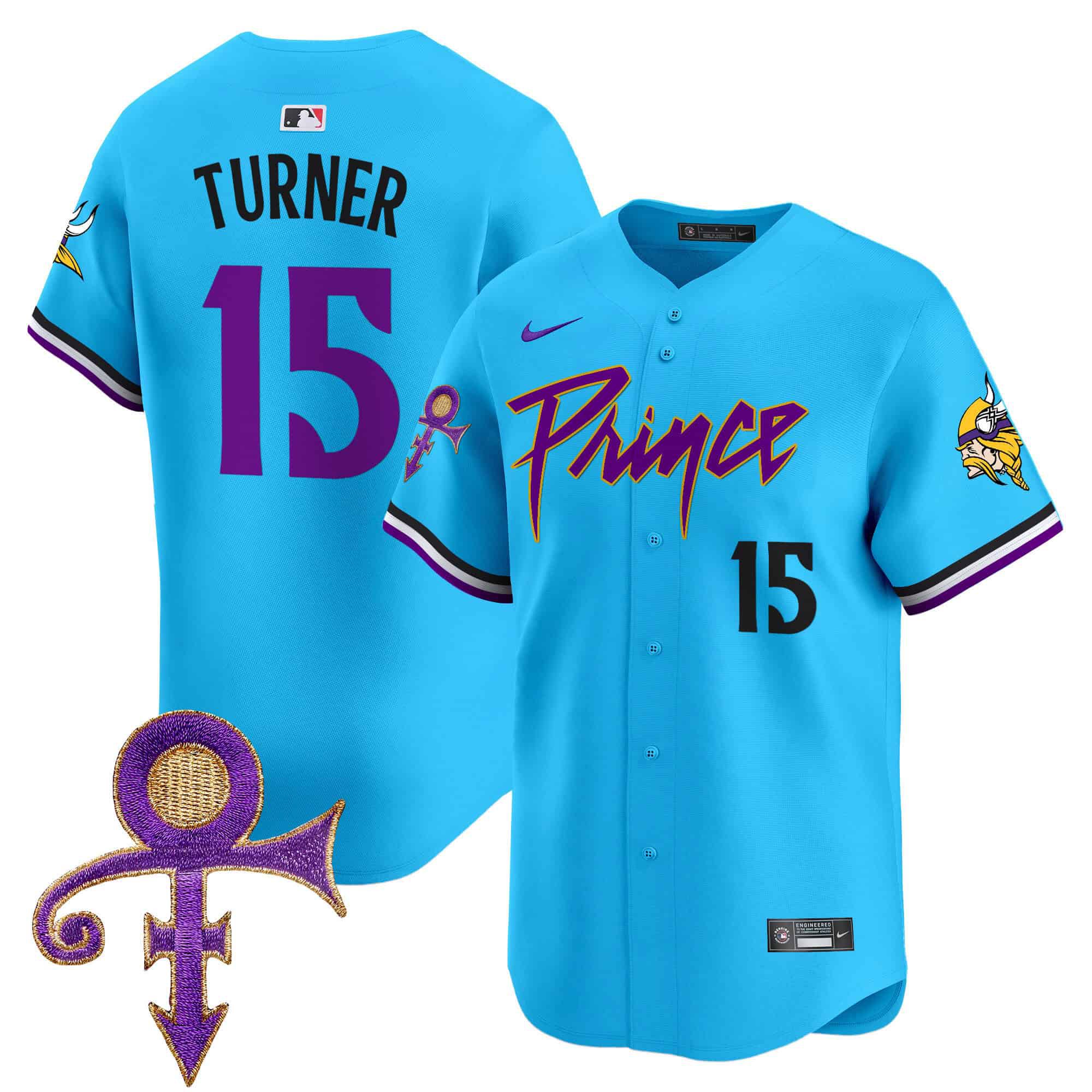 Men Minnesota Vikings 15 Turner Light Blue 2024 Nike Prince Patch Vapor Premier Limited NFL Jersey